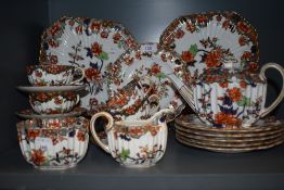 A late 19th/early 20th early Copelands (spode) part tea service in an Imari palette with floral