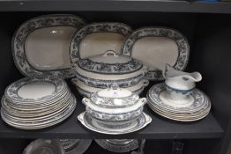 A part dinner service having blue and white design