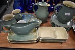 A selection of Denby kitchen and table ware Having green glaze.