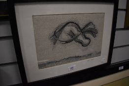 A needle work depicitng a murmuration of birds by Gill Snowball