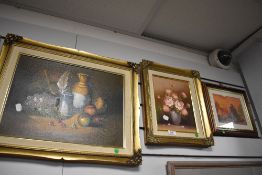 Two original oil on boards of still life and a similar artwork