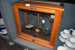A set of chemist/laboratory or silver smiths scales in fitted case by Griffin and George