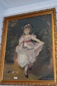 A vintage needle work portrait of a Victorian child 'Miss Murray,Thomas Lawrence'.
