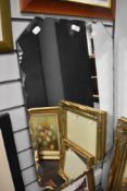 An art deco frameless hall way mirror having cut glass border