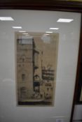 An antique print of a European town signed and limited 56/100 after Sameuel Chamberlain.