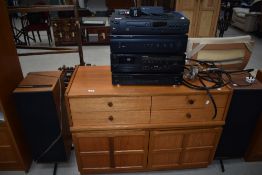 A selection of hifi seperates including NAD, Harman Kardon, Teac and Arcam, plus pair of Monitor