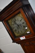 A fine 18th Century oak long cased clock having 30hour movement, with dummy winding hole, silvered