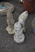 Three concrete garden gnomes (Kev, Andy and Lee)