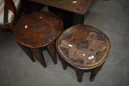 Two Ethnic Tribal style multi legged stools