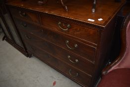 A late 19th or early 20th Century mahogany chest of two over three drawers, width approx. 110cm