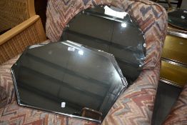 Two vintage mirrors, chrome and frameless