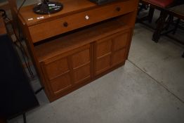 A vintage Nathan teak slim side unit, width approx. 87cm