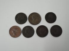Seven GB Half Pennies, 1694 William & Mary, 1752, 1775, 1799, 1806 x2 1858
