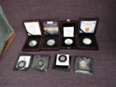 Five Silver Proof Coins in cases with certificates, Guernsey 2013 Prince George £5, Isle of Man 2005