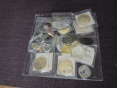 A tray of modern Coins and Medallions, GB and World including crown sized