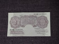 A Bank of England 1940 Ten Shilling Note, chief cashier K.O.Peppiatt, Z59E 514508, uncirculated