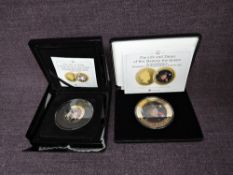 Two Tristan Du Cunha Silver Proof Coins, The Life & Times of Her Majesty The Queen, a photographic