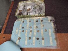 A collection of mainly GB Coins including Silver Coins in box and on coin sheets
