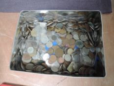 A box of GB & World Coins, modern and old