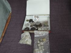 A small collection of mainly GB Coins including modern 50p, Silver, Cartwheel Pennies, USA Indian