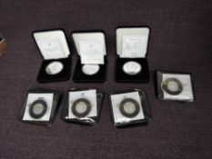 A collection of Tristan Da Cunha Silver Proof Coins, Platinum Wedding £5, Sapphire Jubilee £5,