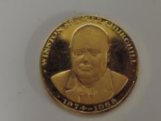 A 1965 Sir Winston Churchill 22ct Gold Medallion by Gregory & Co London, hallmarked and numbered