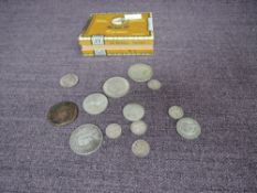 A Roman Hadrian Denarius Coin c 134-138 AD, along with a small collection of GB and Silver Coins