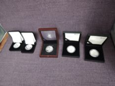 A collection of Queen Elizabeth II United Kingdom Silver Proof Coins, Platinum Wedding £5 x2 , Royal
