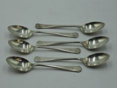 A set of six silver teaspoons bearing initial J to terminals, Sheffield 1946, Cooper Brothers &