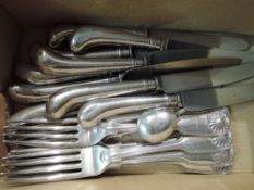 Nine silver plated side and dinner knives with pistol handles, six silver plated dinner forks of