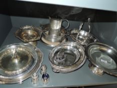 A selection of silver plate including trays, tazzas, tureen etc