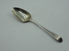 A Georgian silver table spoon of Hanoverian form bearing monogram to terminal, London hallmark, date