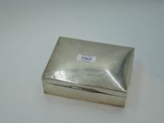 A silver table box of plain rectangular form having fitted lid, Birmingham 1924, makers marks