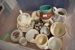 A selection of ceramics including Spode teapot