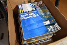 A selection of boating interest magazines and two railway fare tables dated 1917 and 1920 also a