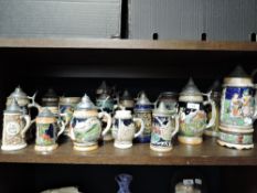 A selection of various German and similar beer or ale steins various makes and marks