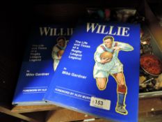 Two rugby related books both being signed by Willie Horne