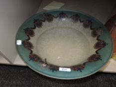 A plaffonier pendant light shade with two tone floral etched shade with transfer printed border