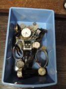 A selection of mens wristwatches and collectable coins including Rotary Technos and Reflex
