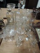 A selection of vintage and antique glass wares including, 19th century deception glass, rummers,