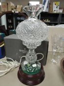 A modern Waterford clear cut crystal glass mushroom lamp having original box in great condition