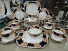 A vintage part tea service in an imari design by Vale Longton
