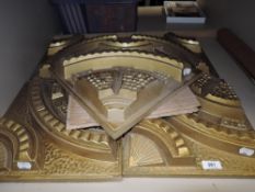 Five art deco wall tiles purported to be an Eric Gill design.