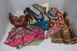 A William Morris design headscarf, printed mark 'Liberty' A Paisley or Boteh design headscarf, a