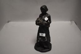 A cast and painted plaster figurine 'Prairie Flowers' Terrence Patterson Gallery label to base