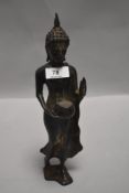 A 19th century bronze Thai Buddha,Historic repair to lower portion.