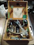 A mid 20th century Tamaya nautical or similar ships sextant by Tamaya with fitted case dated 1944