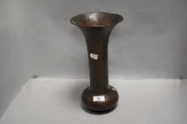 An arts and crafts hammered copper vase,impressed with Rathbone,361A,1900 to base.