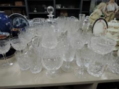 A selection of fine clear cut crystal glass wares including cut stem Cumbria Crystal styles
