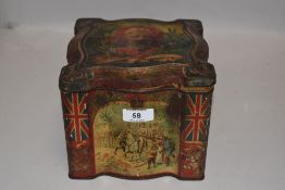 A Keen,Robinson and co Ltd biscuit tin/fancy casket, circa 1901 depicting scenes of the second
